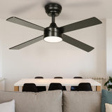 YITAHOME 48 Inch Black Ceiling Fan with Lights and Remote,4 Blades, App Control, Modern Smart Ceiling Fan Compatible with Alexa for Indoor, Reversible Quiet Motor, Memory Function YITAHOME