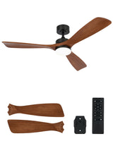 VONLUCE Ceiling Fans with Lights, 52 Inch Ceiling Fan and Remote, 6 Speed Reversible Noiseless DC Motor, 3CCT, Wood Ceiling Fan for Outdoor Indoor Farmhouse Patios, Walnut VONLUCE