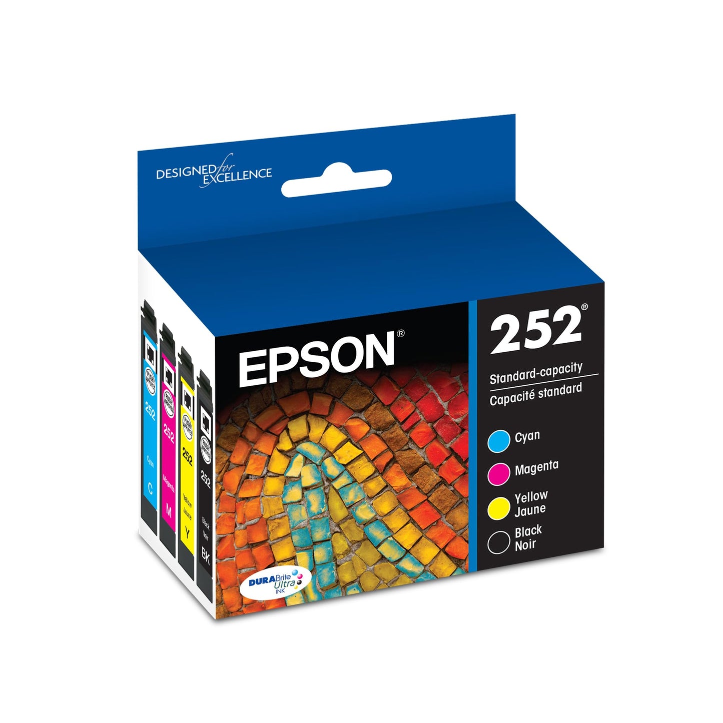 EPSON 252 DURABrite Ultra Ink Standard Capacity Black & Color Cartridge Combo Pack (T252120-BCS) Works with WorkForce WF-3620, WF-3640, WF-7110, WF-7610, WF-7620, WF-7710, WF-7720, WF-7210