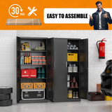 UNICOLY Black Metal Storage Cabinet with Lock, Storage Cabinet with Doors and Shelves, Garage Storage Cabinet with Lock for Office, Home,Garage, Gym,School 71”H×32”W×16”D UNICOLY