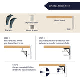 RRD Steel Mantel Brackets Heavy Duty (2 Pack) Fireplace Mantel Brackets - Countertop Support Bracket - Hand Welded Steel Bracket - Mantel Bracket Rustic Farmhouse Décor (6"x7"x2", ¼” Natural Steel) Rustic Red Door Co.