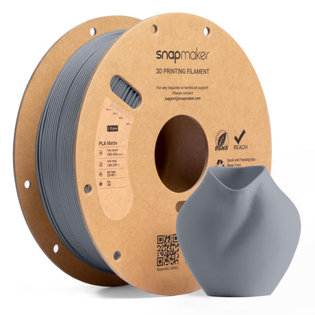 Snapmaker Matte PLA Filament 1.75mm, 3D Printer PLA Filament, Dimensional Accuracy +/- 0.02 mm, 300mm/s High Speed Printing Clog-Free Filament for Most FDM Printers, 2.2lbs Ash Grey Snapmaker