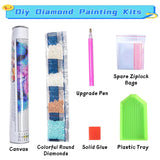 Sakura City Diamond Painting Kits for Adults, 5D Diamond Art Painting by Numbers Kits, DIY Flowers Diamond Dots Art Kits, Full Round Drill Diamond Art Kits for Adults for Home Wall Decor, 12x16 inch GUMITOON