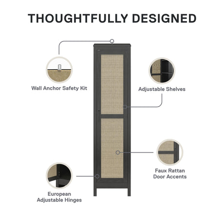 Ameriwood Home Wimberly Tall Cabinet, 1-Door, Black Oak Ameriwood Home