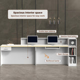 Huariifowm Modern L Shape Reception Desk with Counter, LED Light, Lockable Drawer, Keyboard Tray, for Salon, Office, or Lobby Receptionist Desk(Maple+White/Right, 71" L*24" W*39" H) Huariifowm