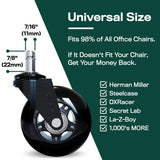 The Original Rollerblade Office Chair Wheels (As Seen On PBS) - Incredibly Smooth & Quiet Rolling Casters - Safe for Hardwood Floors & Carpet - Easy Installation with Universal Fit - Set of 5 - Black The Office Oasis