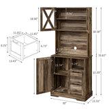 Lomojo Kitchen Storage Cabinet,71" Pantry Cabinet,Coffee Hunth Freestanding Cabinet,Farmhouse Tall Kitchen Cabinet Organizers and Storage with Doors & Adjustable Shelves Rustic Brown Lomojo