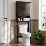 MXARLTR Over The Toilet Rack for Bathroom, Over The Toilet Storage Cabinet, Over Toilet Bathroom Organizer with Double Barn Doors Space Saver Rack Above Toilet Storage Cabinet (Espresso) MXARLTR