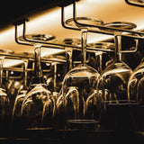 Dicunoy 6 Pack Black Wine Glass Rack, 14 Inch Under Cabinet Stemware Holder, Wall Mounted Iron Wine Glass Hanging Rack for Shelf, Kitchen, Bar, Wine Cellar Storage, Organizer, Display Dicunoy