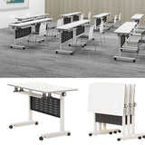 4 Pack Folding Conference Table,Flip Top Mobile Training Table with Fixable Casters and Baffle Plate,Fold Up Meeting Table for Office,Meeting Room,Classroom (140 * 60 * 75cm) Generic