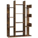VASAGLE Tree-Shaped Bookshelf with 13 Shelves in Rustic Brown VASAGLE