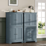 ChooChoo Bathroom Floor Cabinet, Modern Bathroom Storage Cabinet with 4 Doors and Adjustable Shelves, Freestanding Cupboard for Living Room, Grey ChooChoo