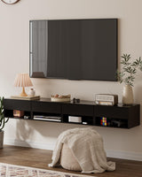 Floating Nightstand, Small Modern Floating Nightstand with Drawer, Floating Shelves for Bedroom, Bathroom (Black) Aienvey