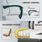 Gaming Chair with Footrest, Ergonomic Computer Chair, PU Breathable Material with Headrest and Lumbar Support, Suitable for Silla Gamer and Adults (White) Gamtimer