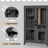 MCombo Luxury Cat House with Scratching Post, Wooden Large Cat Villa with Wheels, Multi-Feature Cat Condo with Escape Door, Cat Cages Enclosures with Shelter Indoor/Outdoor 6012-CT83 (Grey) mcombo