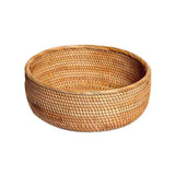 Junnfun Round Rattan bread Basket - Natural Wicker Fruits Bread Basket,Round Fruit Woven Basket Bowls,Handmade Rattan Bread Basket for Serving,Handwoven Storage Serving Baskets,Honey Brown 10.2" Junnfun