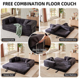 81 Inch Convertible Folding Sofa Bed,Fold Out Floor Sofa Couch with Fixed-Shape Frame,Corduroy Foldable Mattress Cloud Couch for Living Room Bedroom (Dark Grey) TIAOLOURIA