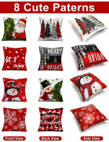 Multiwins Double-Sided Print Christmas Pillow Covers Set of 4, 18" x 18", 8 Cute Christmas Decor Patterns, Perfect for Home Decor multiwins