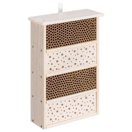 Navaris Bee House for Garden - 10.2" x 15.8" Bee Hotel for The Garden - Nesting Tubes Box with Holes for Carpenter Bees, Pollinating Bees, Mason Bees Navaris