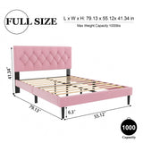 HAOARA Full Size Platform Bed Frame with Upholstered Button Tufted Headboard, Mattress Foundation with Wooden Slat Support, Noise Free, No Box Spring Needed, Easy Assembly, Pink Velvet HAOARA