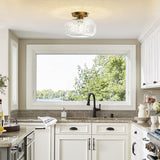 OYKYOHEI Semi Flush Mount Ceiling Light, Gold Vintage Kitchen Ceiling Light Fixture, Globe Glass Close to Crystal Modern Lighting for Hallway Bathroom Bedroom Porch Entryway, Bulb Not Included OYKYOHEI