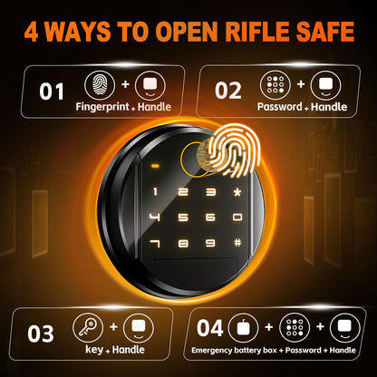 10-15 Gun Safes for Home Rifle and Pistols, Unassembled Gun Safe with Fingerprint Password and Alarm Function,Gun Cabinets with 3 Pistol Bags，Quick Access Safes with Removable Shelf for Shotguns