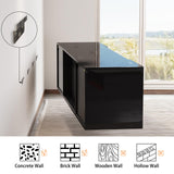 AMERLIFE Floating Fireplace TV Stand, Wall Mounted Mirrored Entertainment Center with 40" Electric Fireplace, Modern LED Lights Media Console for TVs Up to 90", Black AMERLIFE