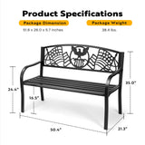 VIVOHOME 50 Inch Outdoor Garden Bench Cast Iron Metal Frame Patio Park Benches for Porch Yard Lawn with Pattern Backrest VIVOHOME