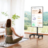 5Rcom Rolling TV Stand, Mobile TV Cart for 13-50 Inch Flat Curved TV with Tilting and Rotating, Portrait to Landscape, Height Adjustable Portable TV Stand with Wheels for Home/Office/Outdoor/Mall 5Rcom