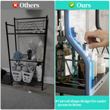 HapiRm Bathroom Shelf Unit Organizer - 3 Tier Expandable Narrow Shelf, Metal Free-Standing Shelves, Open Floor Rack Slim Storage Cabinet, Ideal for Bathroom, Laundry, Kitchen Organization (Black) HapiRm