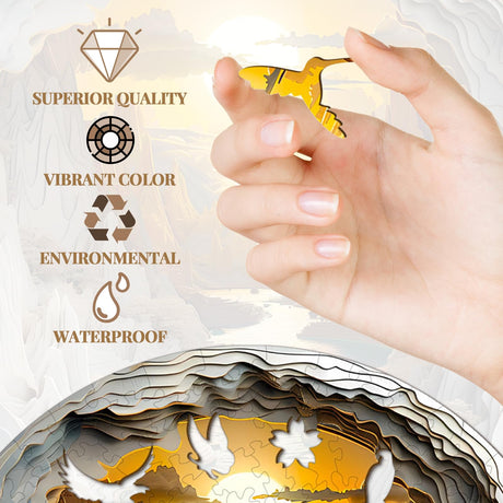Wooden Puzzle for Adults-3D Vision Effect Wooden Puzzle Unique Shape Advanced Cave Wooden Jigsaw Puzzle for Adult, Wood Puzzles,Challenge Wooden Jigsaw Puzzle (S-8.5 * 8.5in-100pcs) Welsky