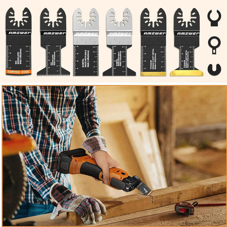 AMZWEI 30 PCS Oscillating Saw Blades, Professional Universal Titanium Multitool Blades for Wood Metal, Quick Release Multi Tool Blades Kits Compatible with Dewalt Ryobi Milwaukee Rockwell Fein AMZWEI