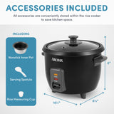 Aroma Housewares 1.5Qt. Rice & Grain Cooker (ARC-363NGB),Black,6-Cup Cooked / 3-Cup Uncooked AROMA