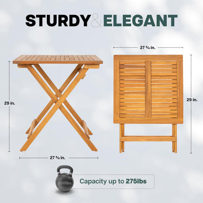 Idzo FSC Acacia Wooden Folding Table, Heavy Duty 270lbs Capacity, Rustic Garden, Backyard, Porch, Patio, Easy Assembly, Large Size, Legolas - Elegant Design