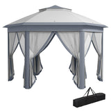 Outsunny 13' x 13' Pop Up Gazebo, Hexagonal Canopy Shelter with 6 Zippered Mesh Netting, Event Tent with Strong Steel Frame for Patio Backyard Garden Wedding Party, Gray Outsunny