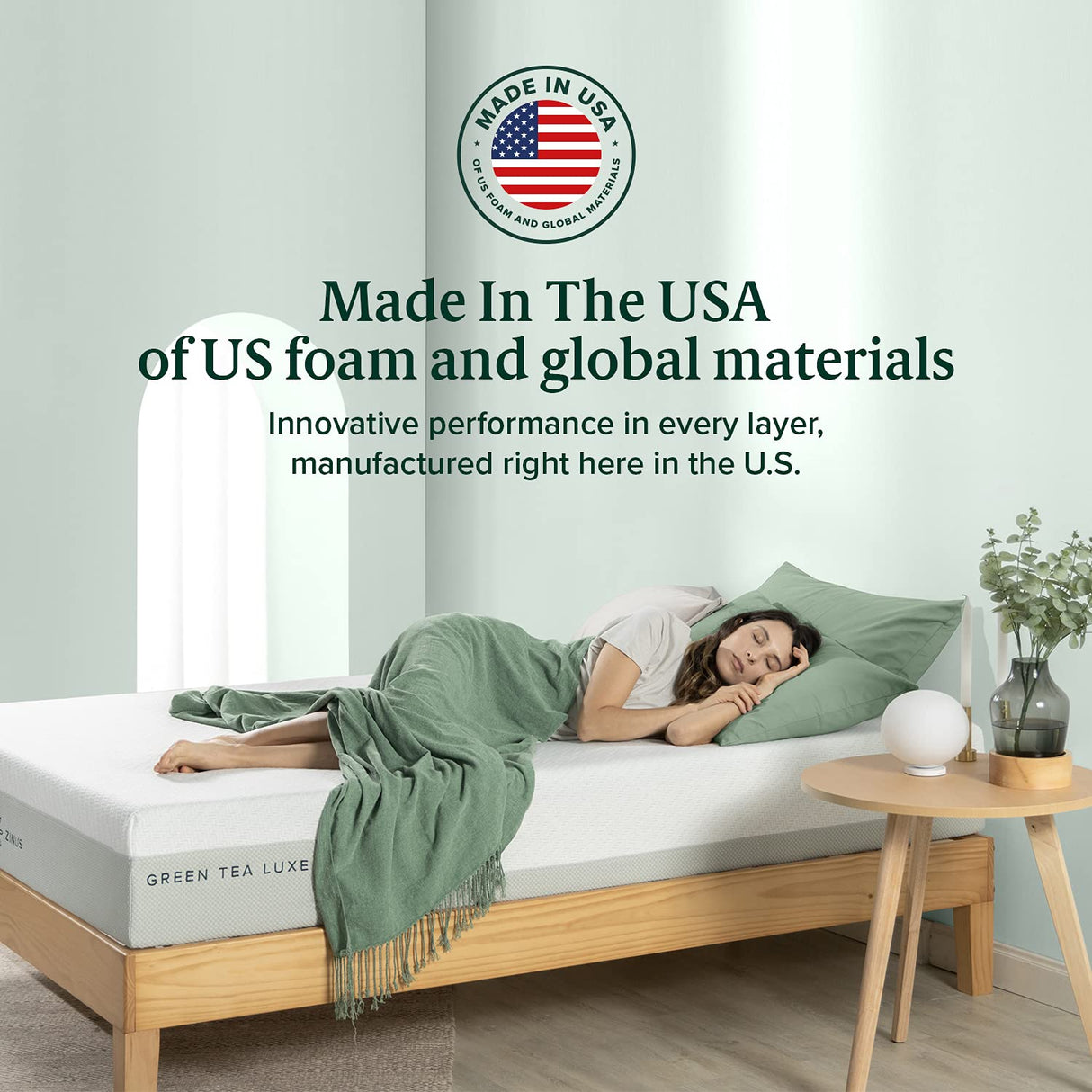 ZINUS 8 Inch Green Tea Luxe Memory Foam Mattress, Queen, Pressure Relieving, CertiPUR-US Certified, Mattress in A Box, All-New, Made in USA ZINUS