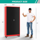SISESOL Metal Storage Cabinet with Wheels,Rolling Garage Storage Cabinet with Lock,Red Metal Cabinet on Wheels,Tall Tool Storage Cabinet on Wheels for Garage,Home,Office,Shop SISESOL