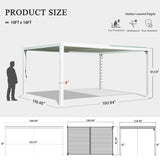 Domi Outdoor Louvered Pergola 10x16FT with Adjustable Steel Roof, Outdoor Aluminum Structure Rainproof Pergola for Backyard, Garden and Lawn,White domi outdoor living