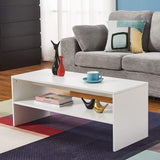 Panana 2-Tier Coffee Table Simple Couch Sofa Side End Table Tea Accent Table for Living Room Office, 39.4" x 15.7" x 15.7" (White) Panana