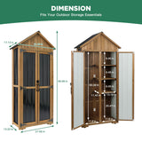 Ketive Outdoor Storage Cabinet – Weatherproof Wood & Metal Storage Shed with Adjustable Shelf, Lockable Doors, and Stability Features for Garden, Patio, and Backyard, 27 1/2”x 13”x 67” (Brown+Black) ketive