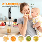 Immersion Blender Handheld, 1100W 5-in-1 Multi-Purpose Hand Blender, 12-Speed Stick Blender, 600ml Beaker, 500ml Chopper, Egg Whisk, Milk Frother, Black MOOKA FAMILY