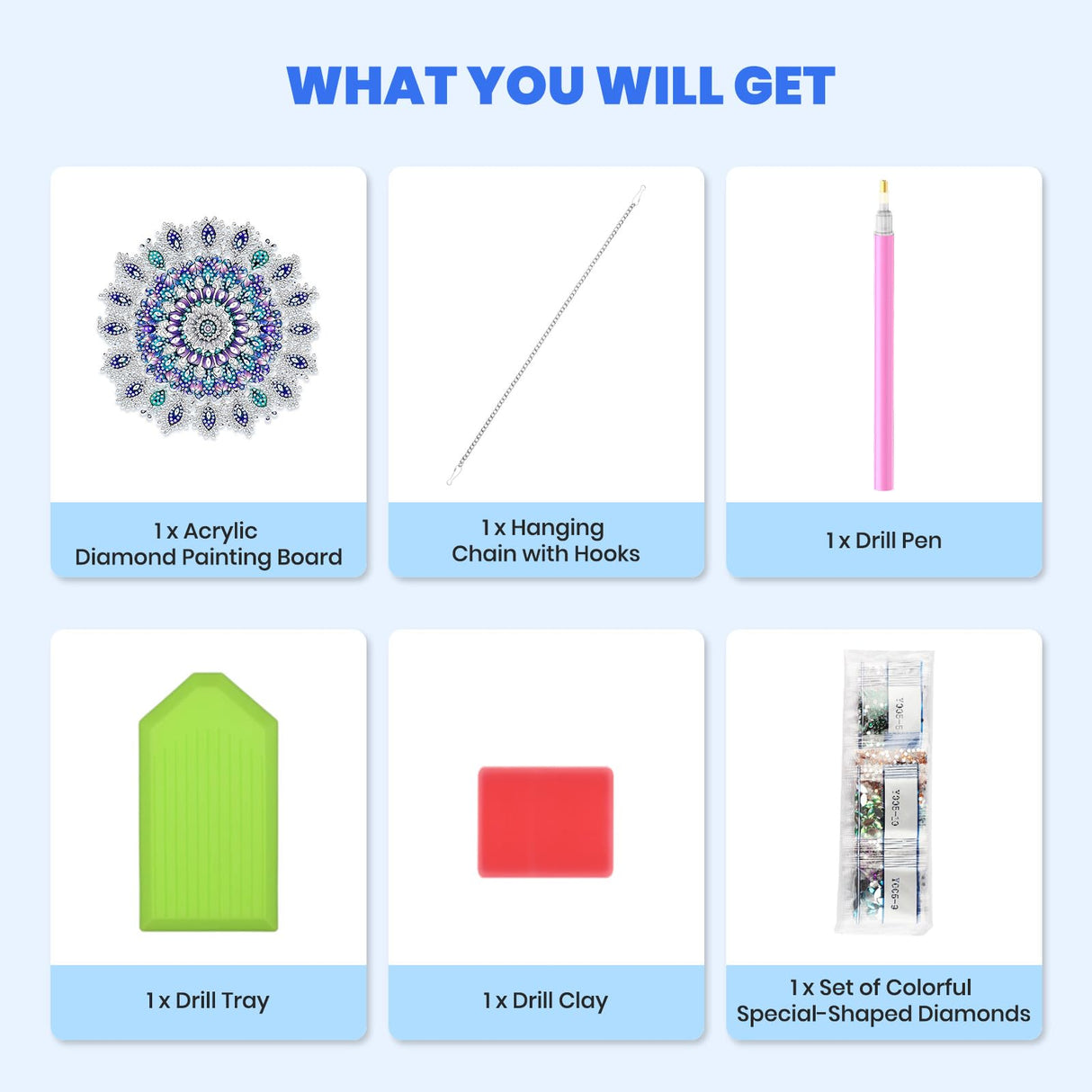 MXJSUA Special Shaped Hanging Diamond Painting Art Kits for Adults, Mandala Flower 3D Crystal Rhinestone Acrylic Gem Art Pendant Ornaments Kit for Home Decoration and Gift MXJSUA