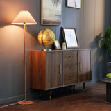 Globe Electric 61000053 62" Floor Lamp, Wood Toned, Pleated Fabric Shade, Flat Base, Pull Chain Switch on Socket, Reading Lamp, Home Office Accessories, Living Room Décor Globe Electric