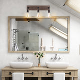 JONATHAN Y JYL1325A Corbett 22.13" 3-Light Rustic Farmhouse Iron LED Vanity Bohemian Industrial Bathroom Hallway Living Room Bedroom Mirror Cabinet, Oil Rubbed Bronze/Brown Wood Finish JONATHAN Y