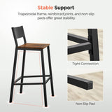 VASAGLE Bar Stools, Set of 2 Bar Chairs, Tall Bar Stools with Backrest, Industrial in Party Room, Rustic Brown and Black ULBC070B01 VASAGLE