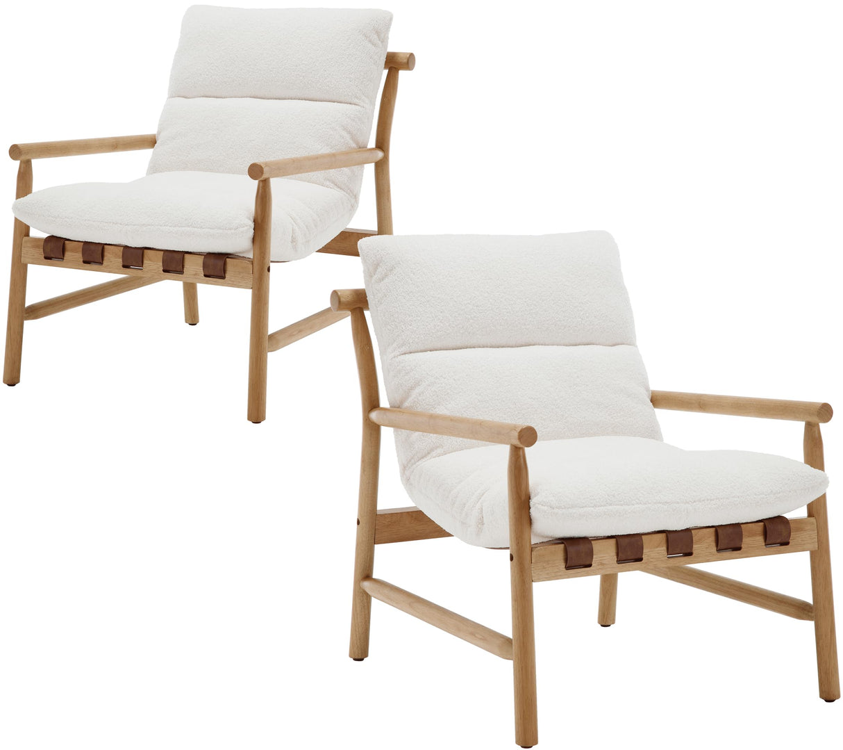 DM Furniture White Sherpa Accent Chair Set of 2 Mid Century Modern Living Room Chairs Comfy Arm Chair with Solid Wood Frame Upholstered Lounge Reading Chair Cozy Recliner for Bedroom/Guest Room DM Furniture