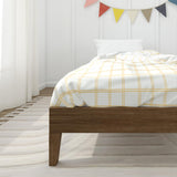 Max & Lily Fundamental Twin Platform Bed Frame, Kids Modern Solid Wood Bed, Strong Wooden Slats, Non-Toxic Finishes, Matte Walnut Max & Lily