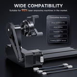 YOOPAI D1 4-in-1 Laser Rotary Roller, Suitable for Most Frame-Type Laser Engraving Machines, with 2 Types of Claws and Pins, Used to Engrave Cylindrical, Spherical, Ring-Shaped Objects YOOPAI