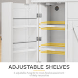 DWVO 71''H Kitchen Pantry Storage Cabinet with Power Outlet, Tall Cabinet with Doors, Shelves & Drawer, Buffet Cabinet with Goblet Holder and Wine Rack for Kitchen, Living Room (41''W, White) DWVO