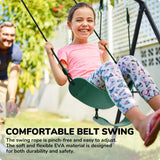 Hapfan 500lb Heavy Duty Metal Swing Sets for Backyard with Saucer Swing, Kids Triple Outdoor Swingset, Easy to Assemble Hapfan